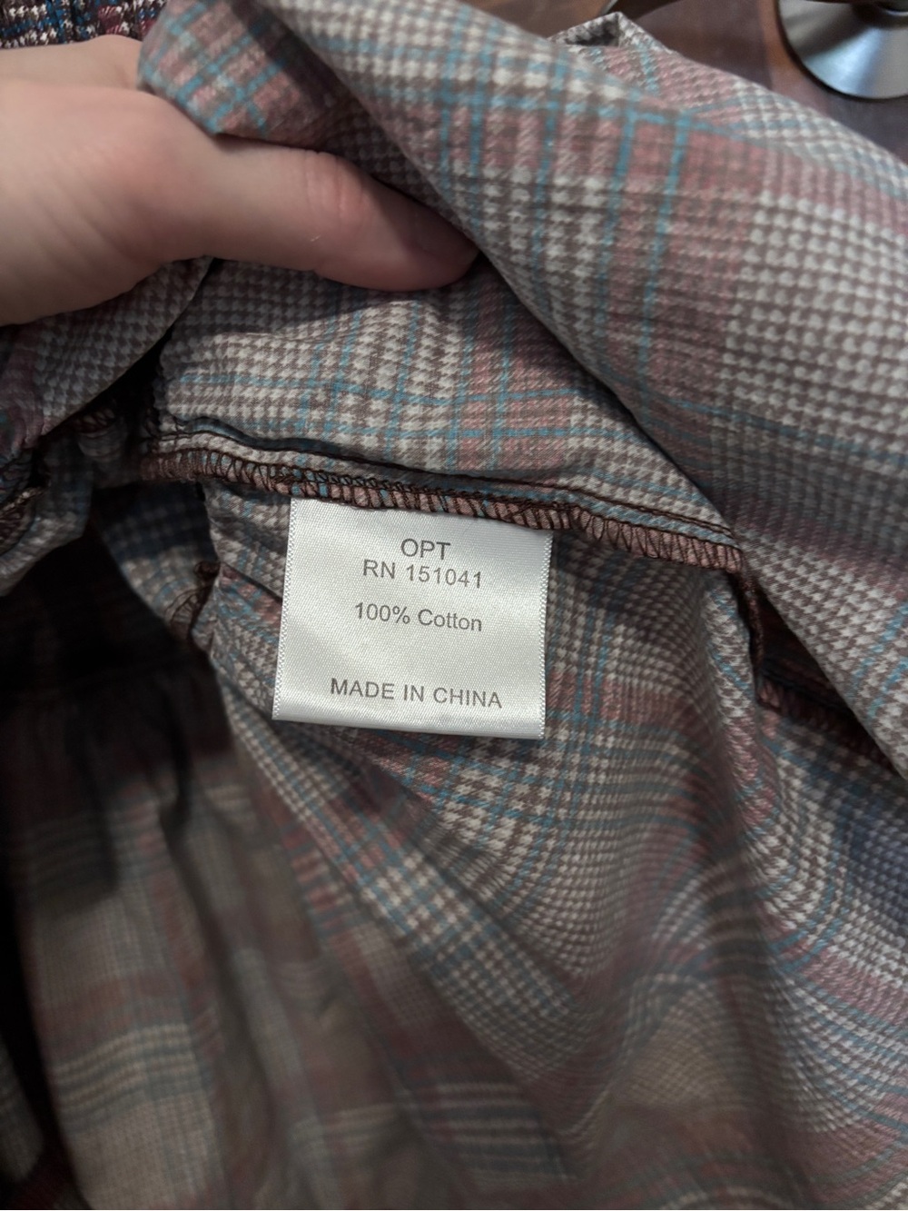 O.P.T. Tiered Midi Dress in Reddish Brown and Blue Plaid - Picture 6 of 6
